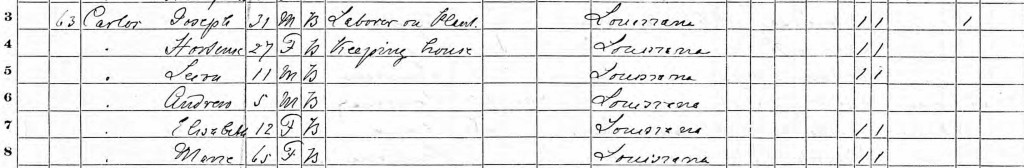 1870 Census, Assumption Parish